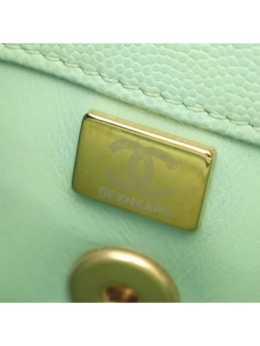 Chanel Handbag Coco Handle Flap Quilted 2-Way Mint Green Caviar Leather Chain